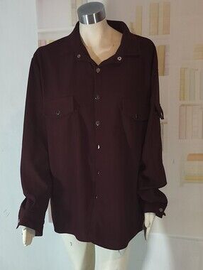 & Other Stories Men's Dark Burgundy Button-Up Shirt